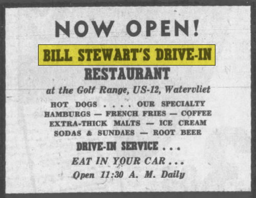 Bill Stewarts Drive-In Restaurant - Jun 1959 Ad